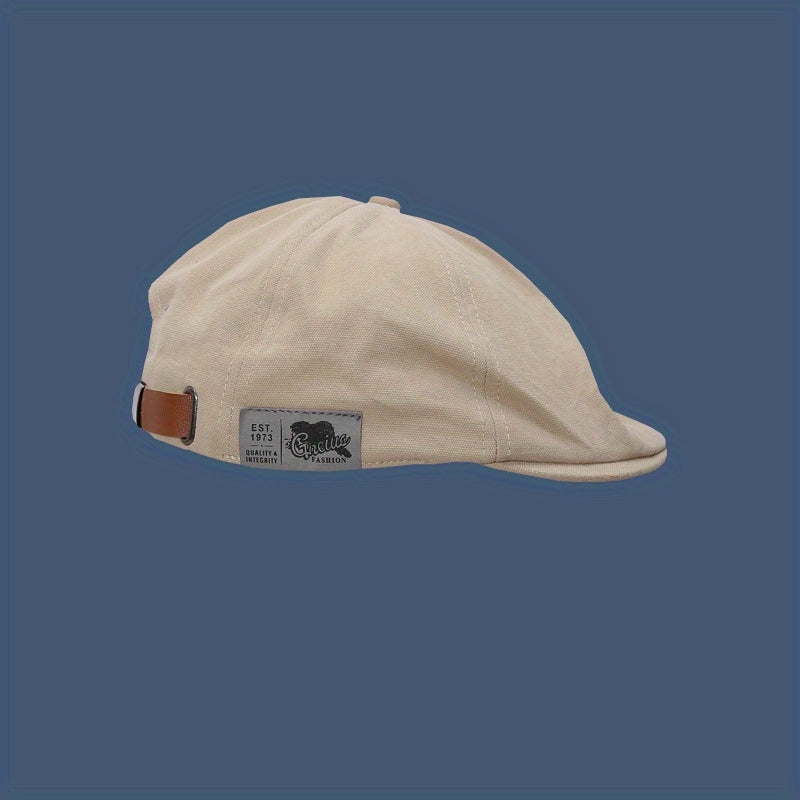 Vintage Beret Patch Newsboy Cap British Style Peaked Cap