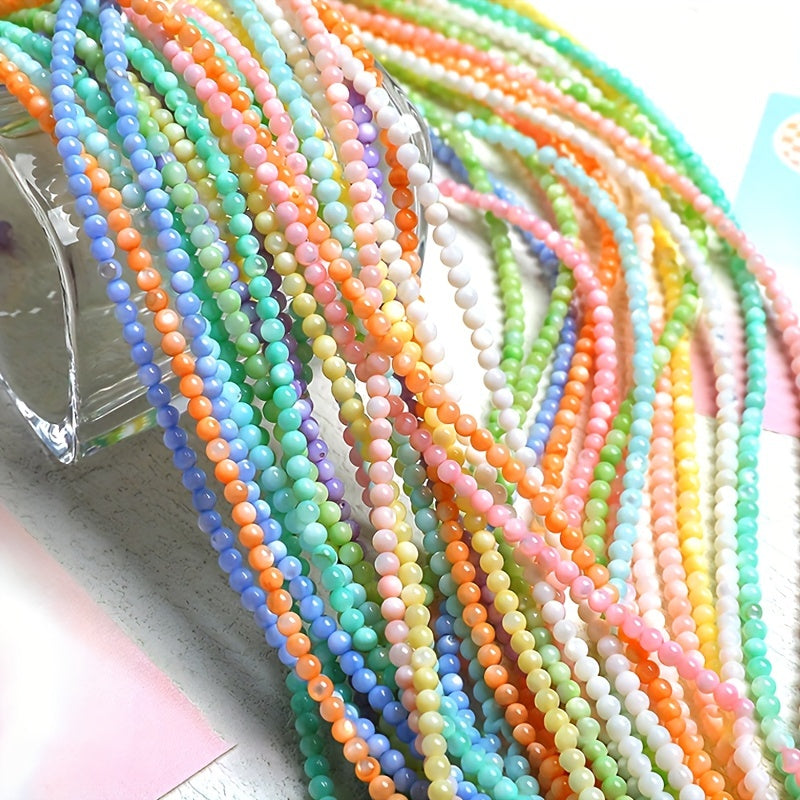 3mm Colored Natural Shell Beads Round Loose Beads DIY Jewelry 65p