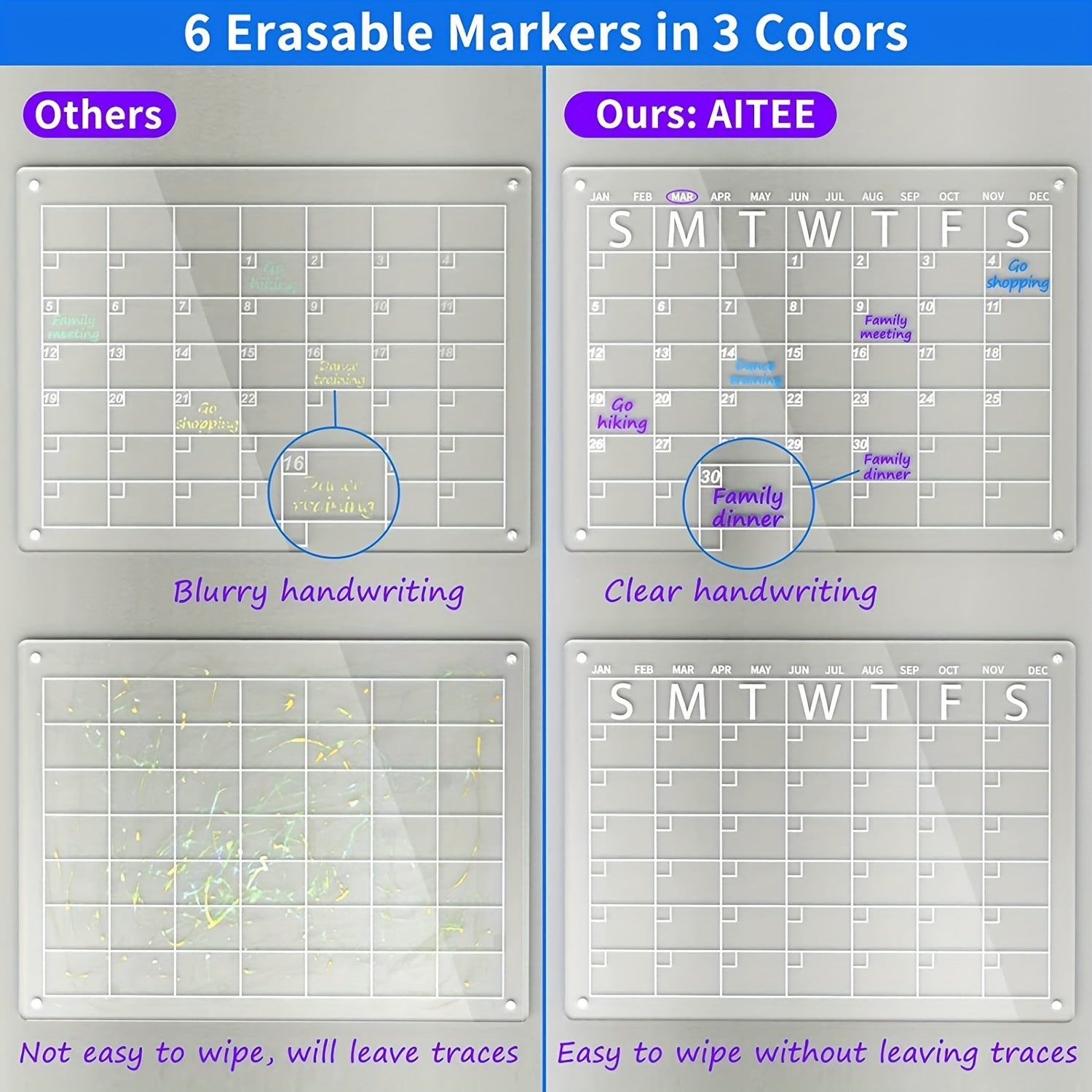 Acrylic Calendar Board Magnetic Dry Wipe Board