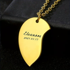 Personalized Engraved Name Couple Necklace Stainless Steel