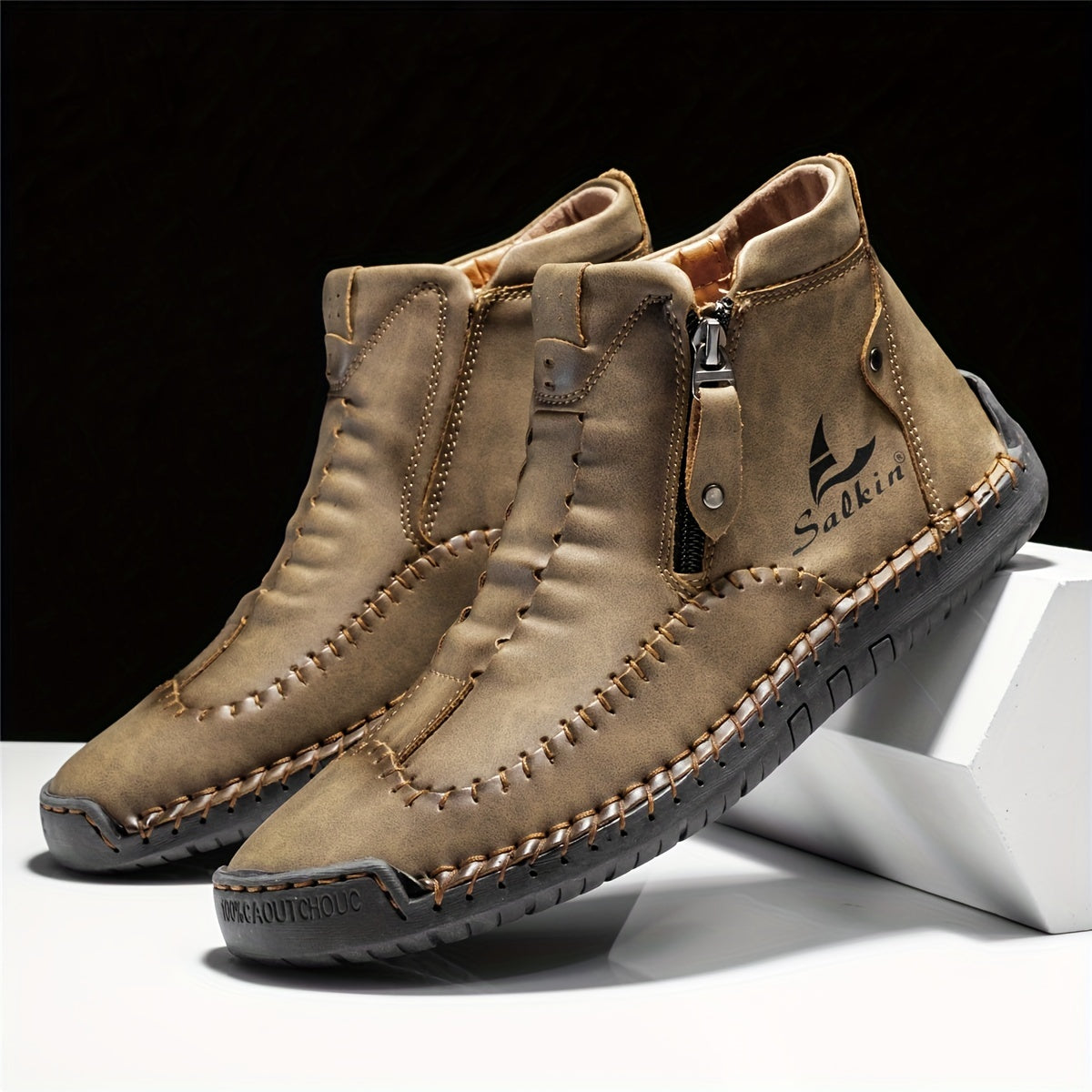 FLYLAND Men's Vintage Style Ankle Boots for Hiking Climbing
