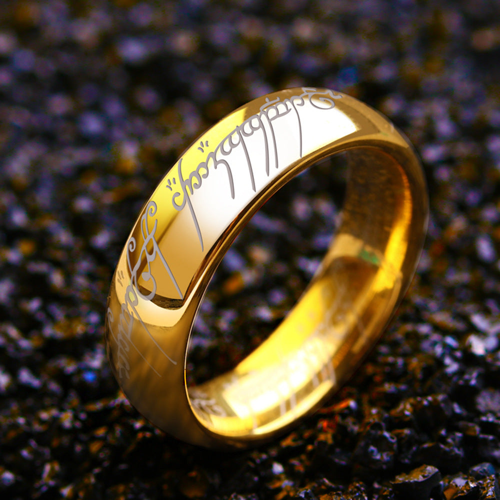 Men's Engraved Stainless Steel Ring Wedding Band
