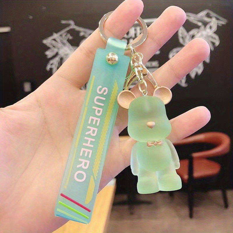 Violent Bear Cartoon Crystal Bow Tie Key Chain Pendant