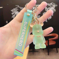 Violent Bear Cartoon Crystal Bow Tie Key Chain Pendant