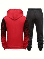 Gradient Print Men's 2pcs Outfit: Hoodie & Sports Trousers