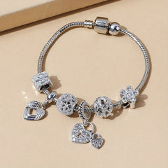 Vintage Rhinestone Flower Peplum Beaded DIY Copper Bracelet