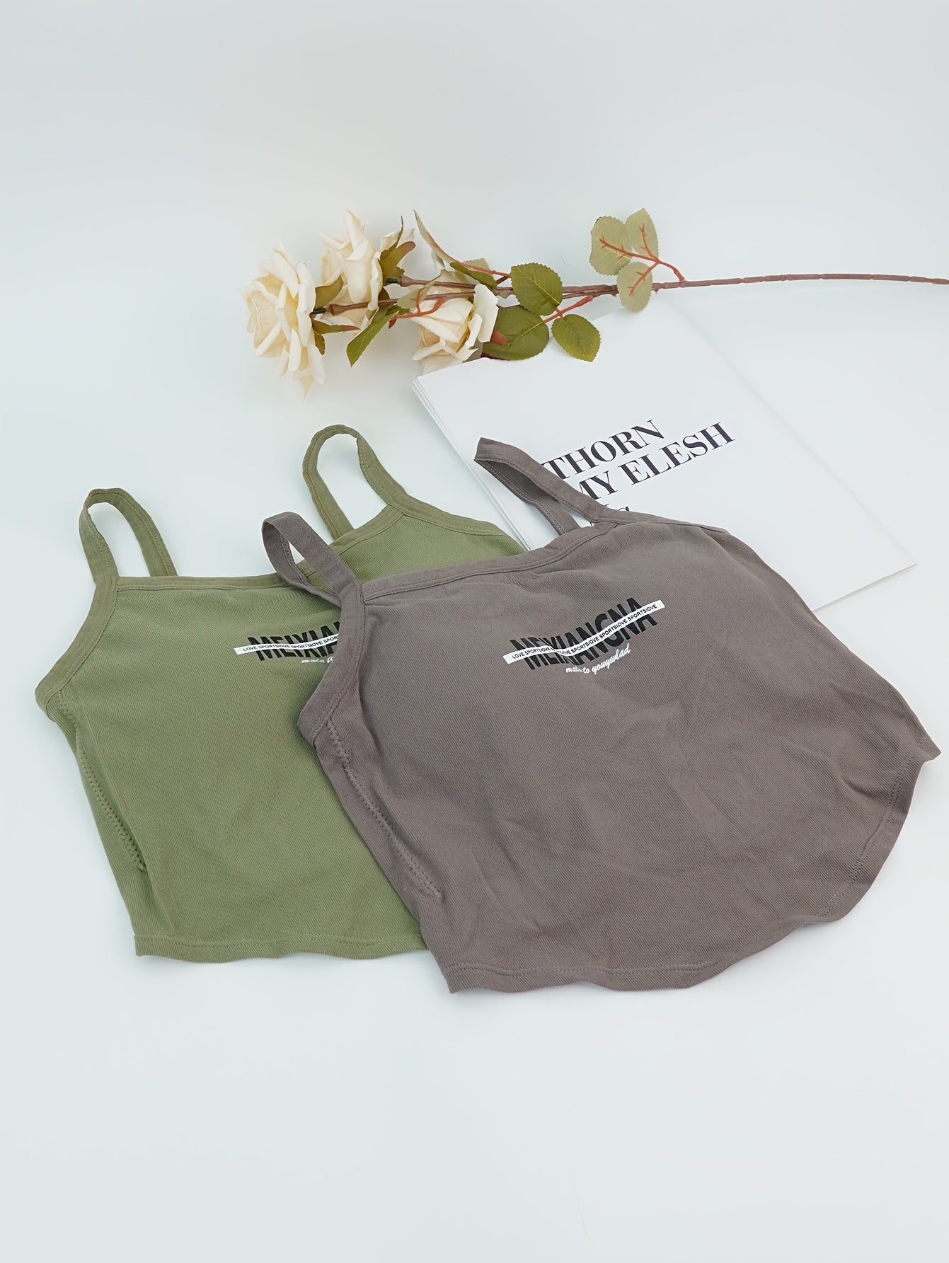 2pcs Letter Print Cami Tops Slim Fit Women's Lingerie
