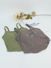 2pcs Letter Print Cami Tops Slim Fit Women's Lingerie