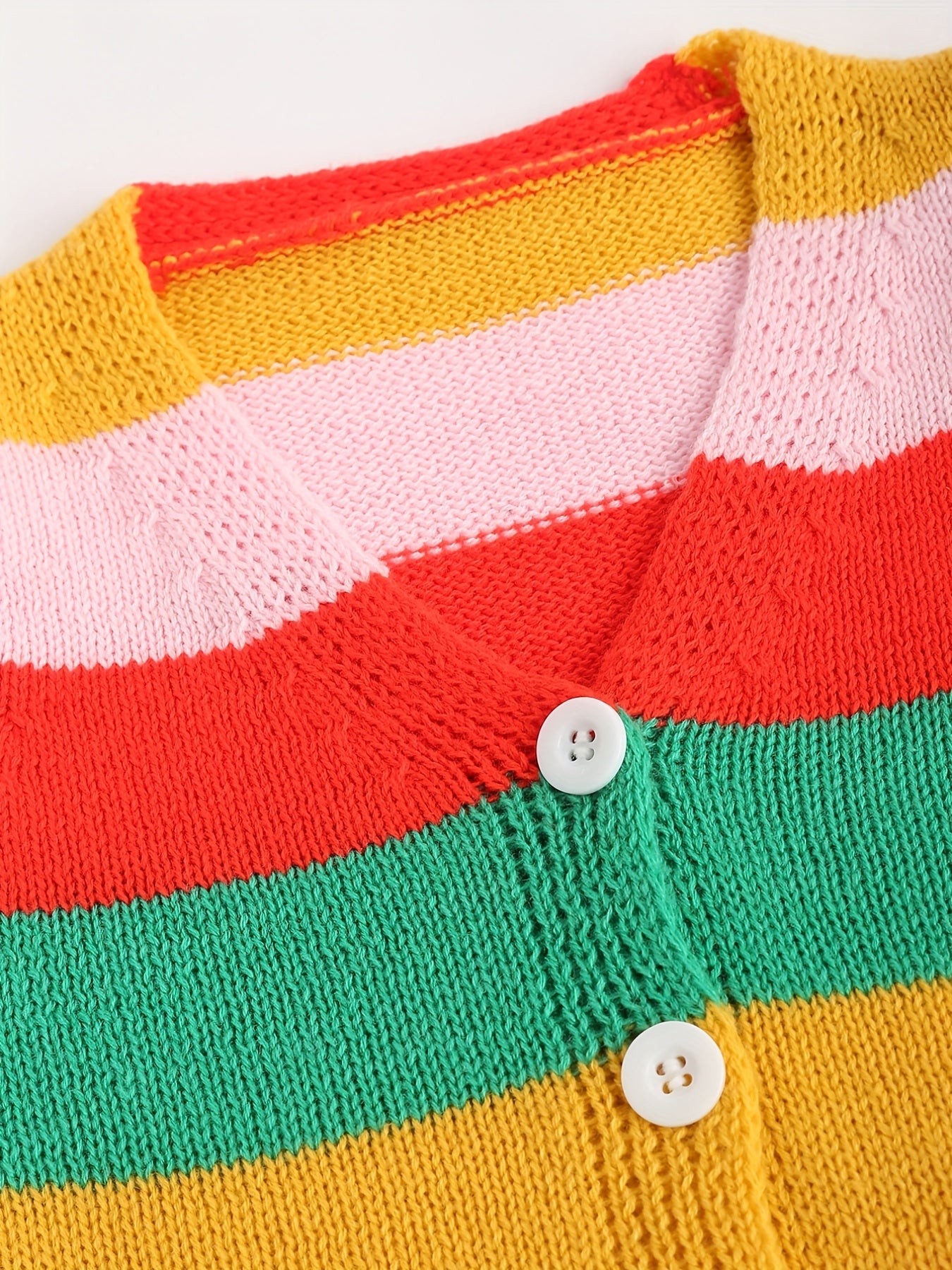 Rainbow Button V neck Knit Cardigan Baby Girls Sweater Coat