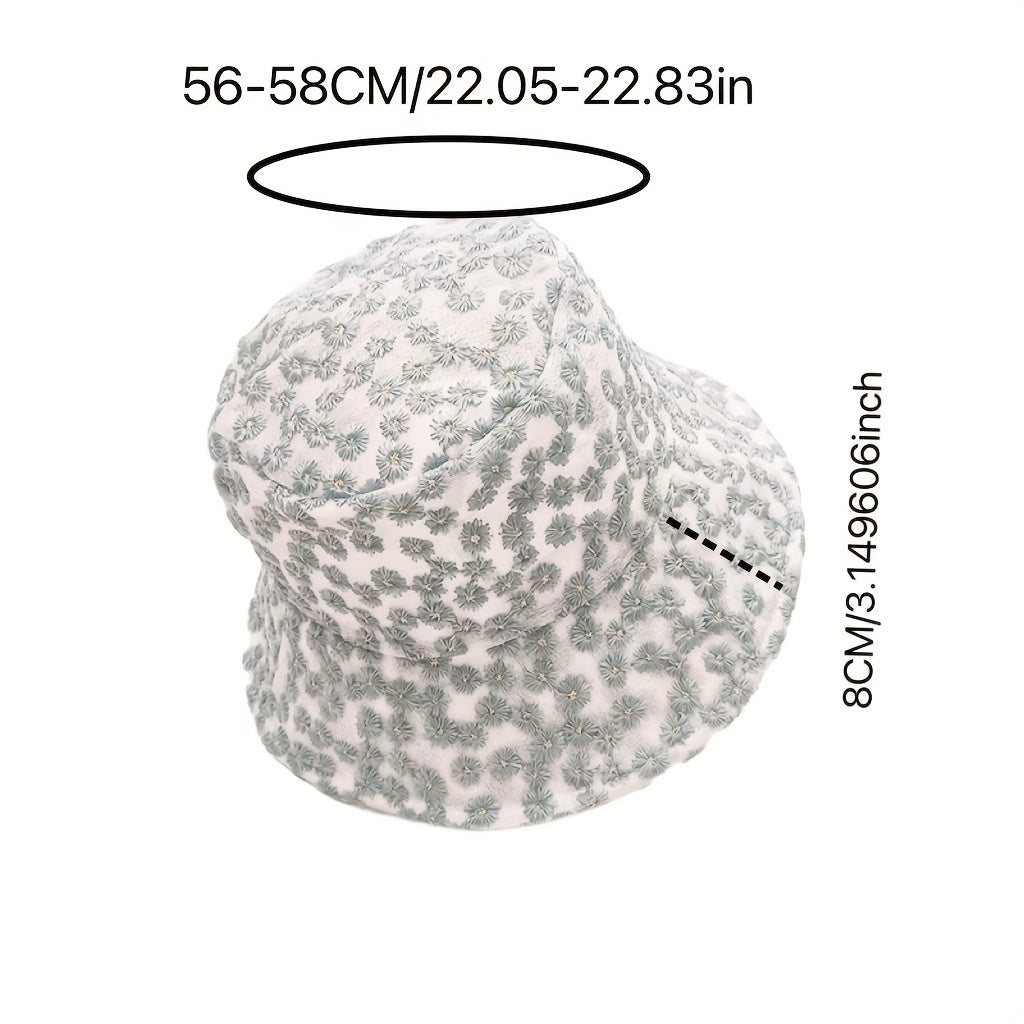 Mesh Lace Flower Embroidery Fisherman Hat for Women
