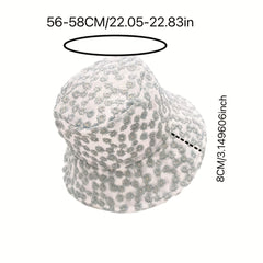 Mesh Lace Flower Embroidery Fisherman Hat for Women