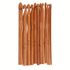 12pcs Bamboo Crochet Hooks Set Knitting Tool For Sweater Scarf