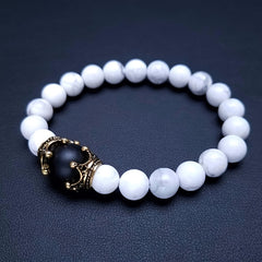 Crown Tiger Eye Bead Bracelet Men's Jewelry