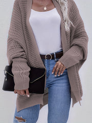  Solid Bat Sleeve Open Front Cardigan