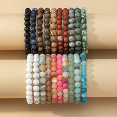 Matte Beaded Bracelet Set For Men Women Semi Precious Gemstone Beads