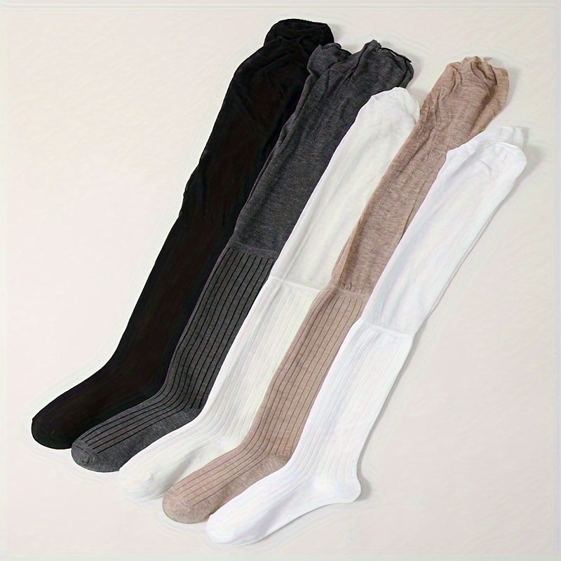 5 Pairs Mesh Stitching Over The Knee Socks Women's Stockings
