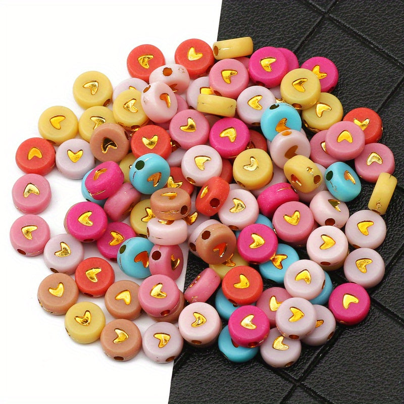 100pcs Mixed Acrylic Heart Letter Beads for DIY Jewelry Making