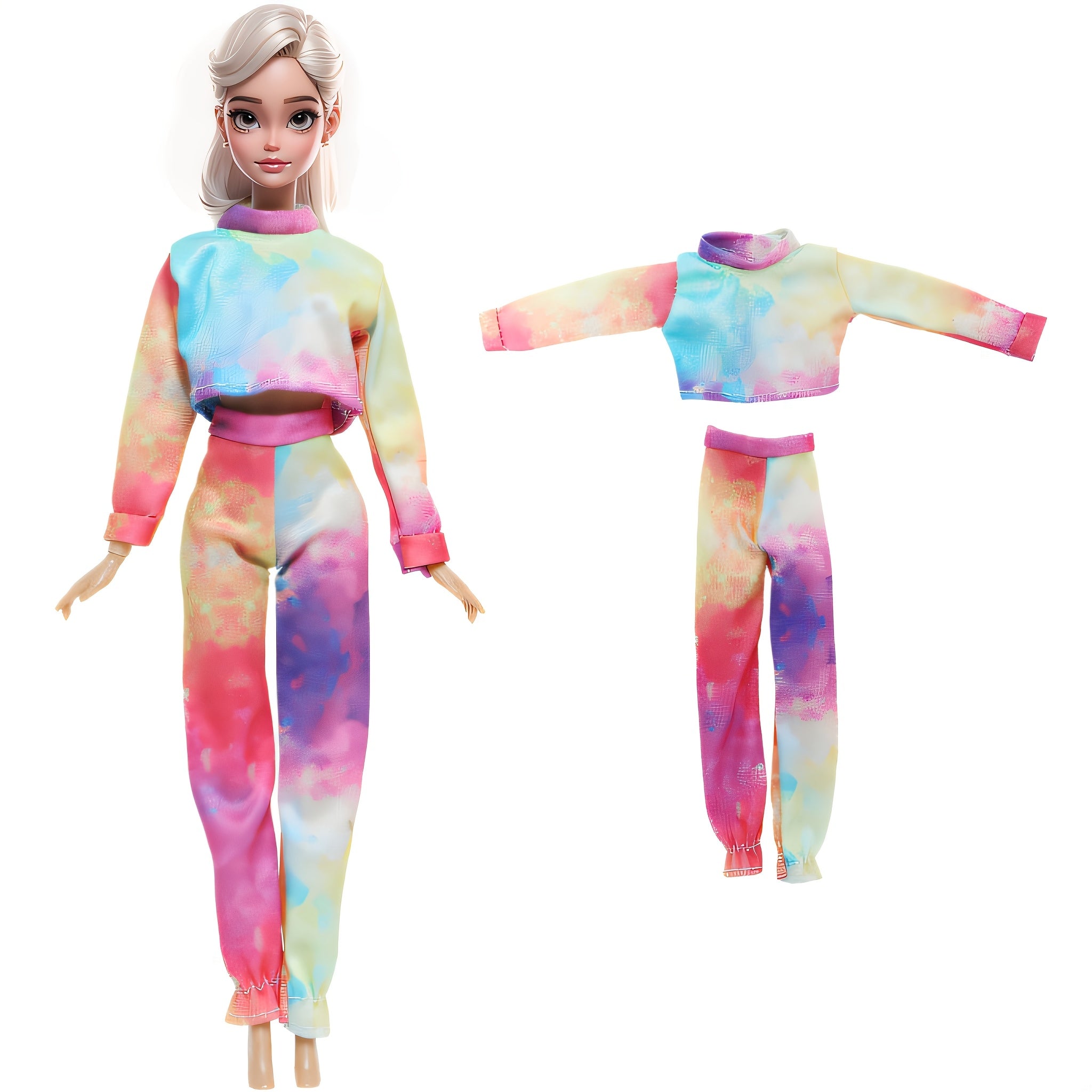 15pcs 5 Inch Doll Casual Sportswear Set-5 Outfits, Accessories, Hat, Racket, B