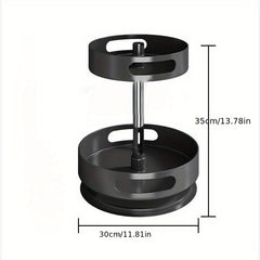 2-Layer Rotating Seasoning Bottle Rack Kitchen Storage Accessory