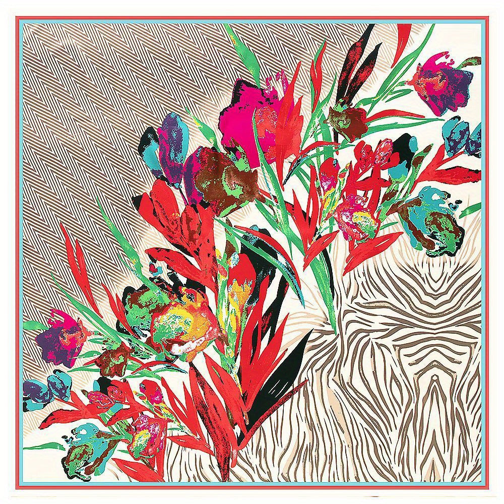 Flower & Chevron Bandana Silk Tube Top Scarf Wrap