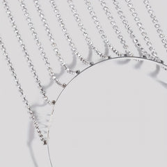 Women's Rhinestone Tassel Headband Long Bridal Hair Chain Jewelry