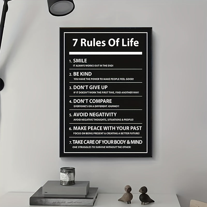 7 Rules of Life Canvas Poster - Motivational Quote for Inspiration