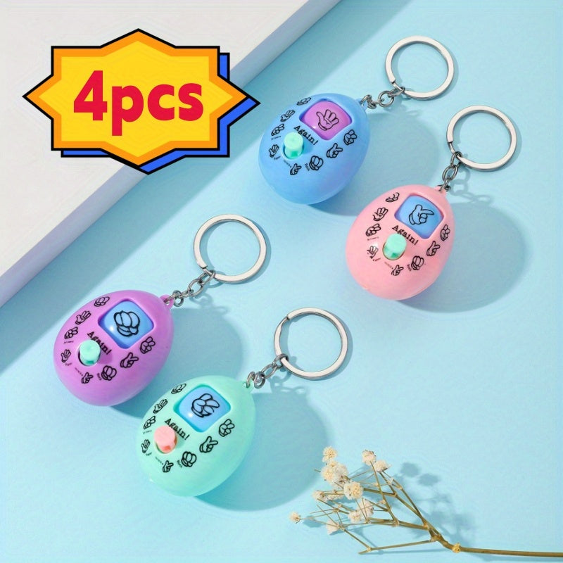 4pcs Finger Guessing Game Machine Keychain Funny Bag Accessory Key Ring