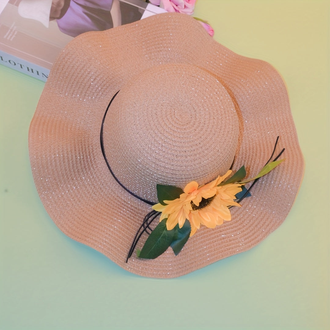 Foldable Sunflower Sun Hat Wide Brim Packable UV Protection Floppy Beach Hat
