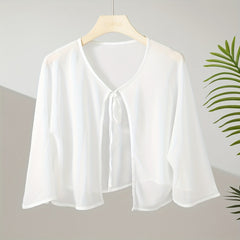 Chiffon Shawl Lace Up Cape Sunscreen Wraps Silky Solid Shawls