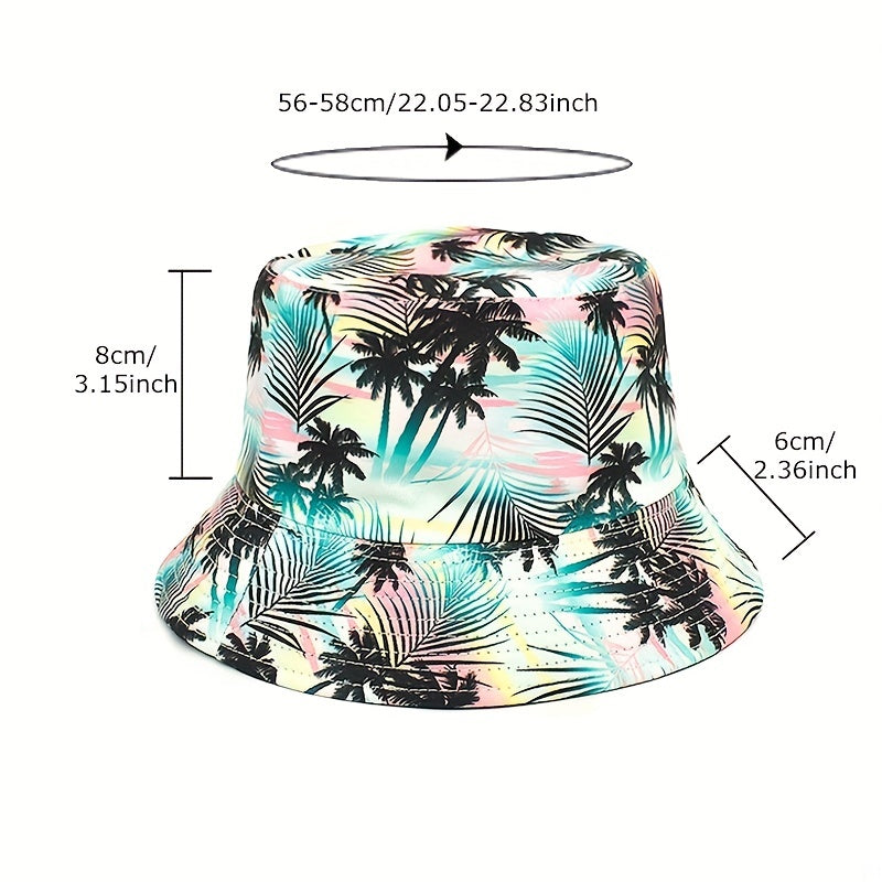 Coconut Tree Print Bucket Hat Lightweight Fisherman Cap Women