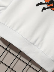 Basketball Print Boys Pullover Sweatshirt Long Sleeve Crew Neck Kids Clothing