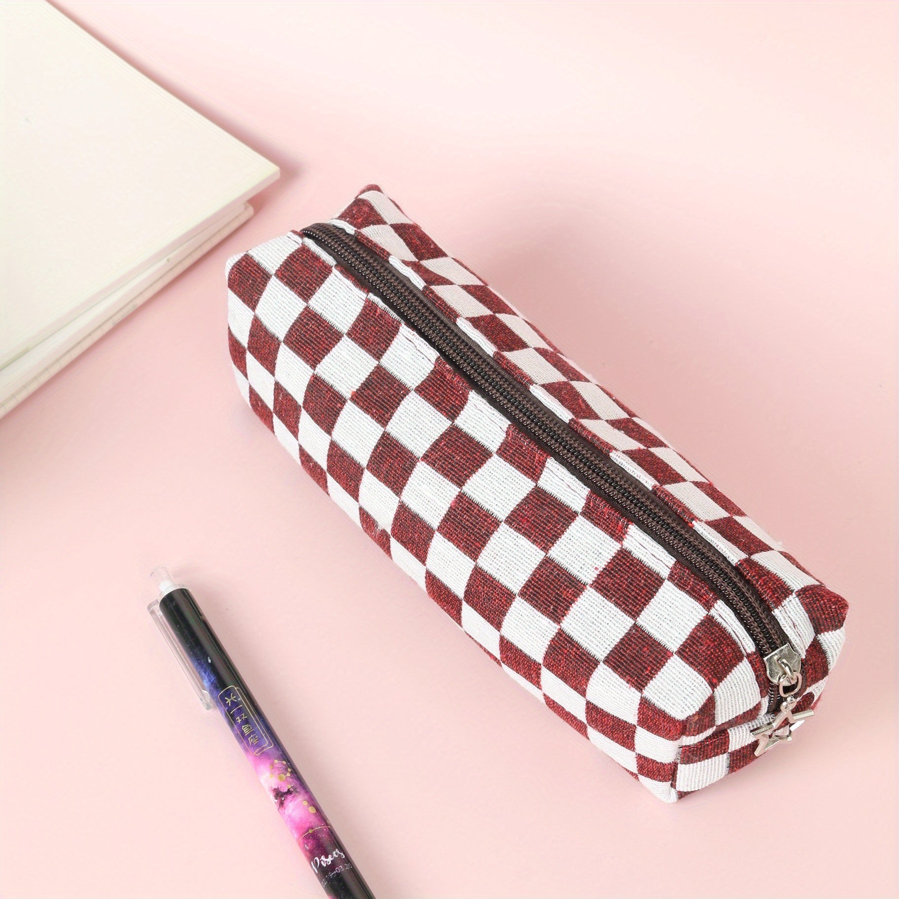 Plaid Pencil Case for Students and Stationery