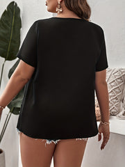  Eyelet Embroidered Short Sleeve Blouse