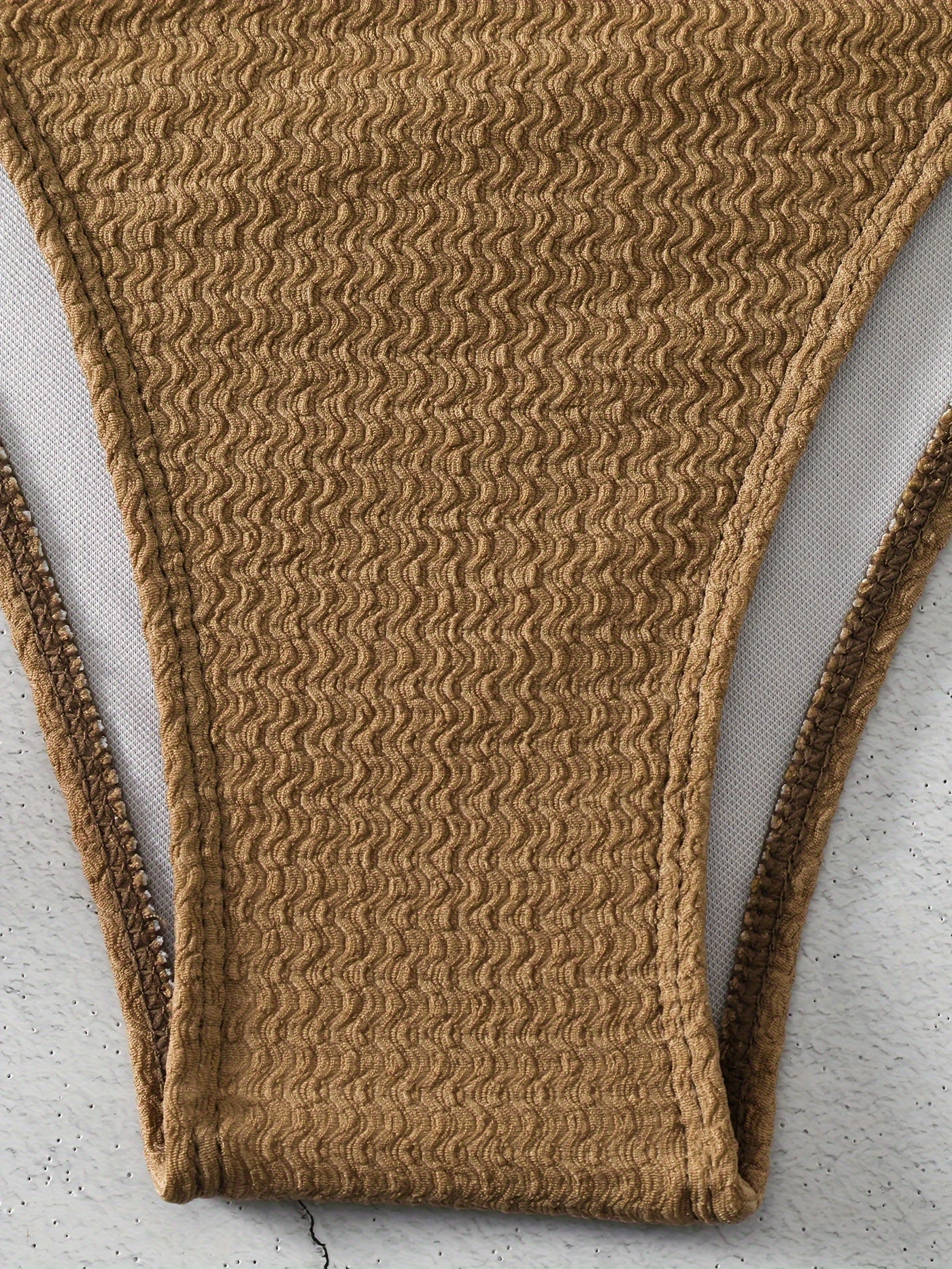  Textured Cut Out Knot Front One Piece Swimsuit
