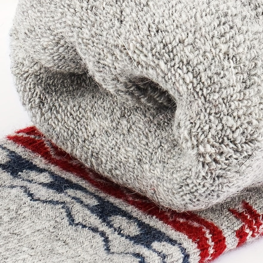 5 Pairs Thick Knit Crew Socks Warm Mid Tube Women's Stockings