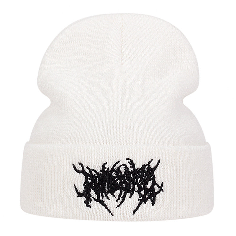 Men's Knitted Embroidered Beanie Hat