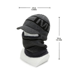 Men's Knitted Hat Muffler Autumn Winter Warm Windproof Wool Hat