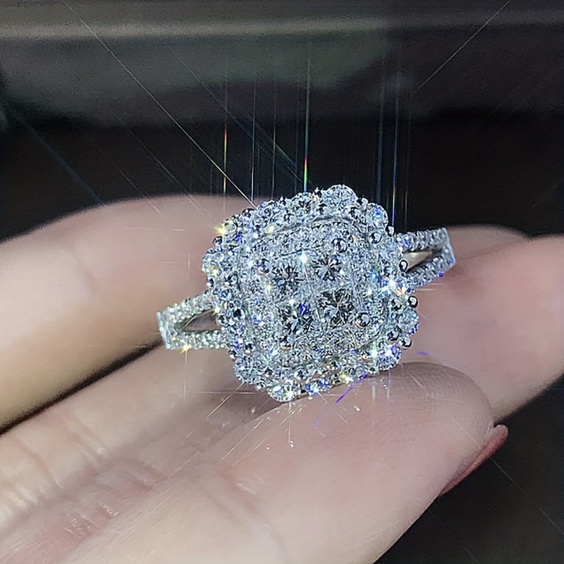 Sparkling Square Cubic Zircon Ring - Anniversary Gift