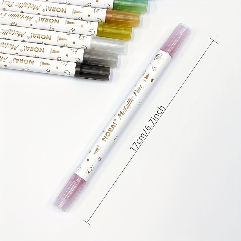10pcs Dual Tip Glitter Pens Set - Ideal for DIY Journals & Artwork