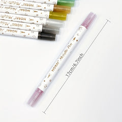 10pcs Dual Tip Glitter Pens Set - Ideal for DIY Journals & Artwork