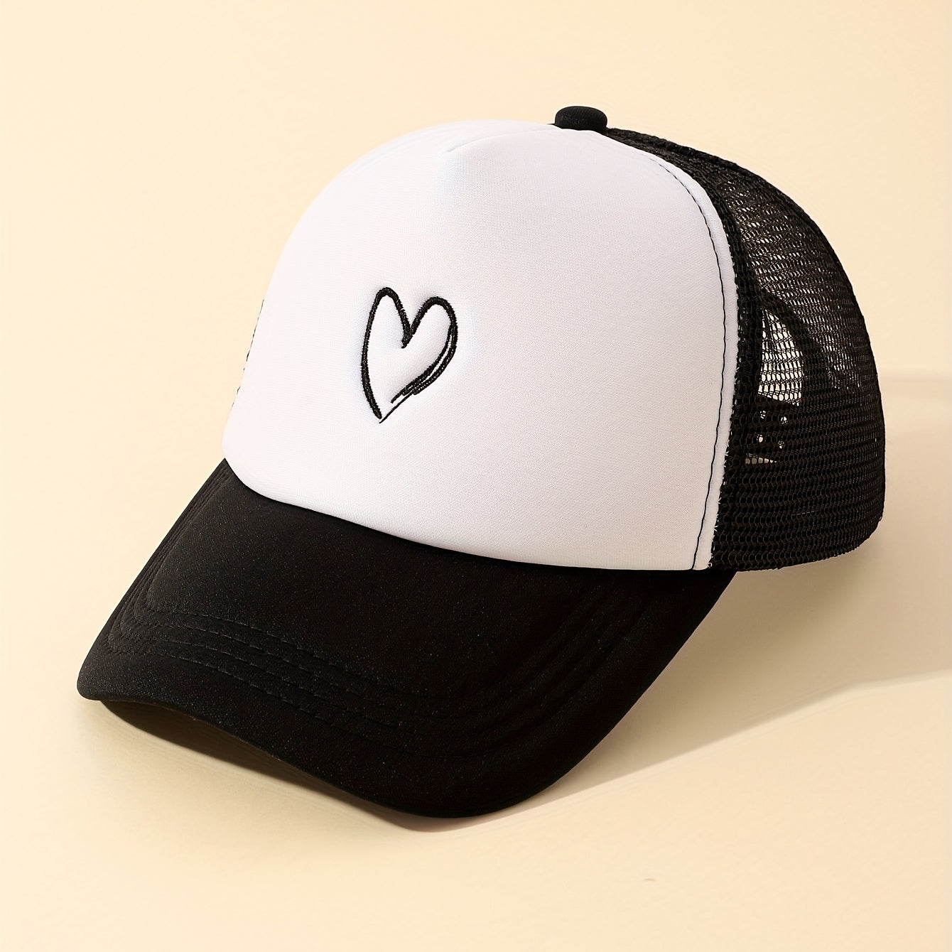 Heart Embroidery Mesh Baseball Cap