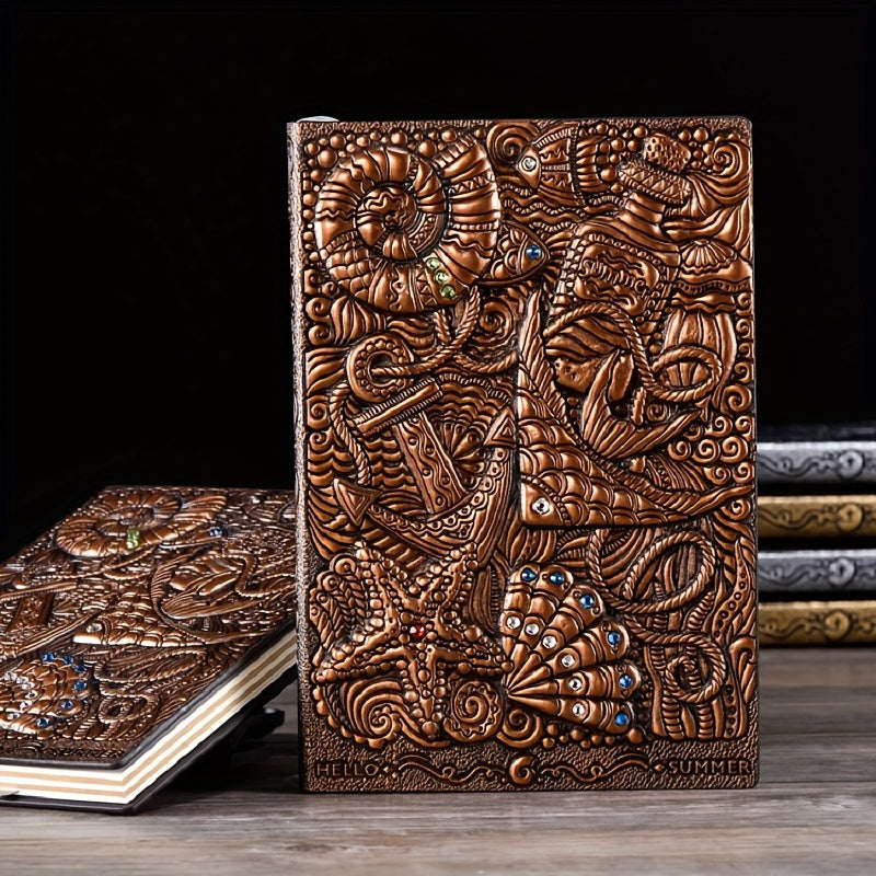 Embossed Notebook A5 100 Sheets Ocean Style Hand Ledger