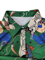  Women's Animal & Figure Print Shirt & Pants Set