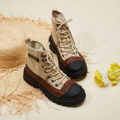 Women's Non-slip Motorcycle Boots Lace Up Outdoor Shoes