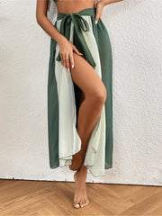 Green Maxi Skirt High Waist Sexy Split Beachwear Cover Up