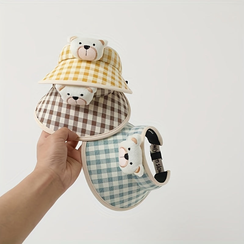 Large Brim Grid Children's Hat Baby Sunshade Cap UV Protection