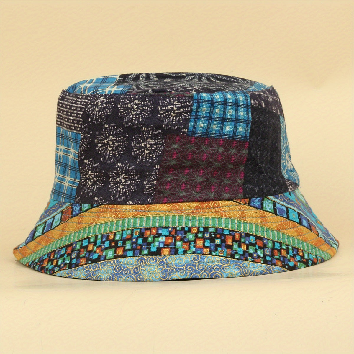 Boho Print Reversible Bucket Hat Vintage Stitching Lightweight Basin Hats