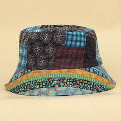 Boho Print Reversible Bucket Hat Vintage Stitching Lightweight Basin Hats