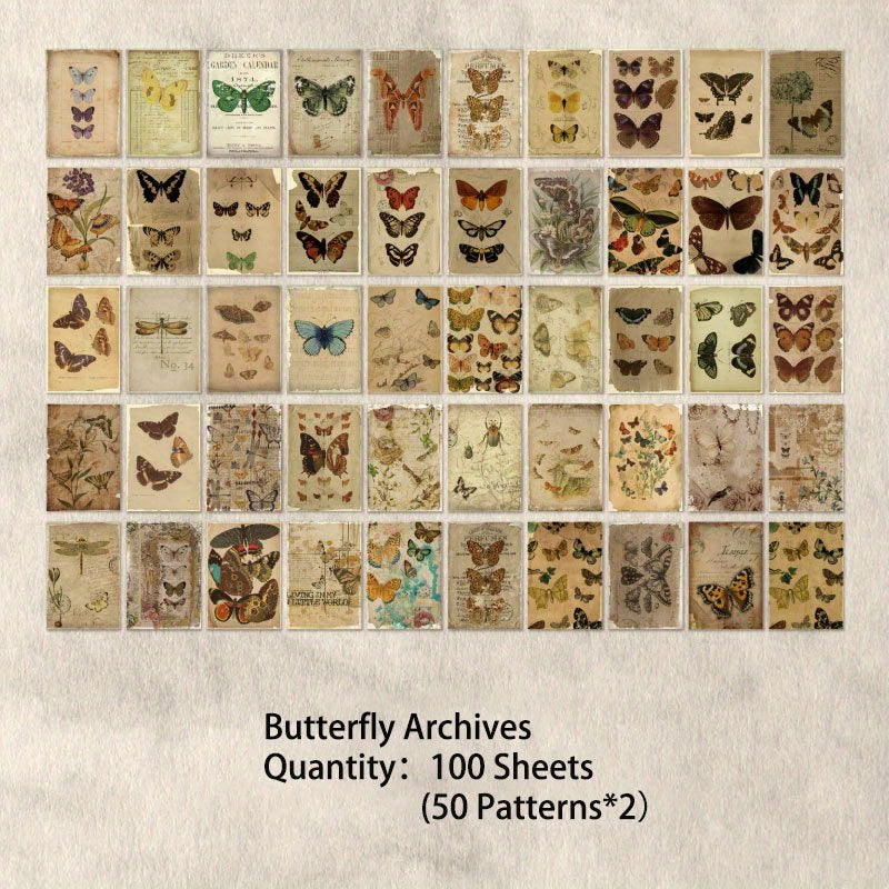 100 Sheets Vintage Scrapbook Papers Literary Plant Flowers Note Paper