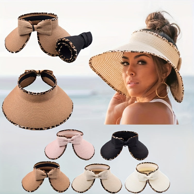 Summer Visor Hat Wide Brim Straw UV Protection Sun Hat
